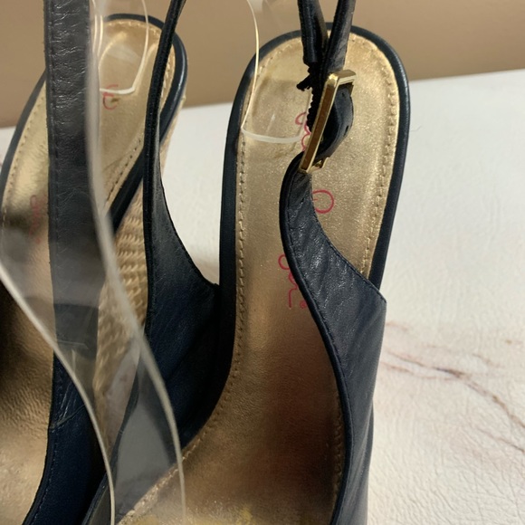 Lilly Pulitzer Krisie Wedge Sling Back Sandals Navy Blue Women's 8.5. - Picture 4 of 10